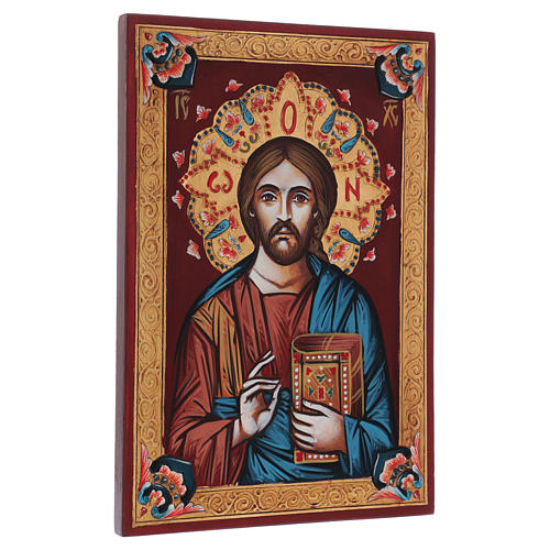 Ícone pintado à mão Pantocrator livro fechado 3