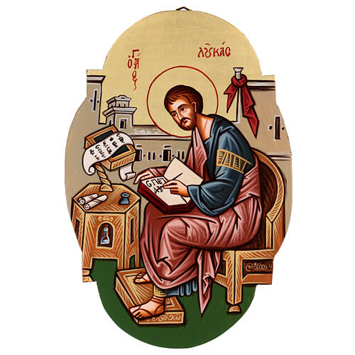 Ikone Heiliger Evangelist Lukas ovale Form 1