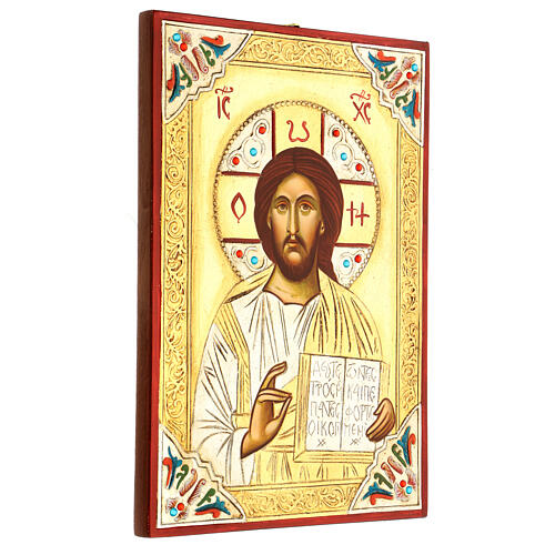 Ikone Christus Pantokrator mit Dekorationen in Relief 3