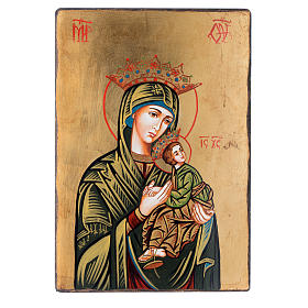 Ícono Virgen de la Pasión manto verde y coranas