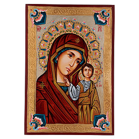 Icône Vierge de Kazan décors multicolores