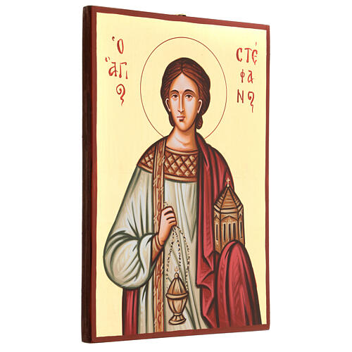 Saint Stephen painted icon, made in Romania 3