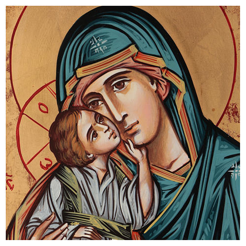Icono pintado rumano Virgen y Niño 40x30 cm 2