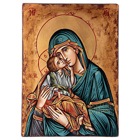 Ícone pintado romeno Virgem com o Menino 40x30 cm