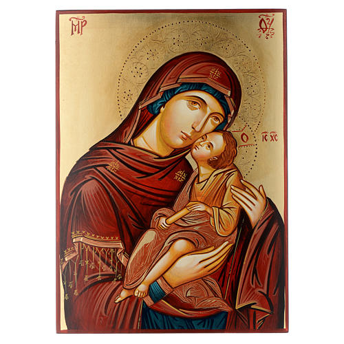 Icône roumaine peinte Vierge à l'Enfant 40x30 cm 1