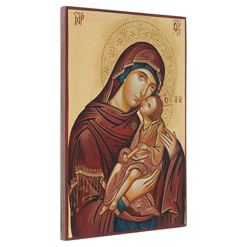 Ícone romeno pintado Virgem e Menino Jesus 40x30 cm 2