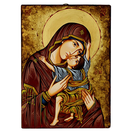 Romanian sacred painted icon Virgin Hodegetria 45x30 cm 1
