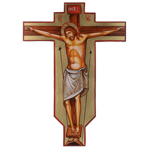 Rumänische Ikone Christus am Kreuz, handgemalt auf Holzgrund, 45x30 cm 1