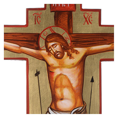 Rumänische Ikone Christus am Kreuz, handgemalt auf Holzgrund, 45x30 cm 2