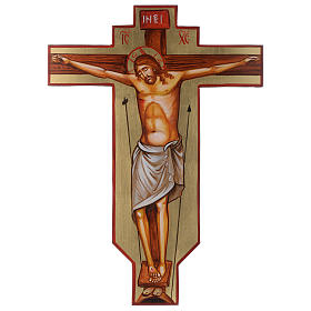 Croce icona dipinta a mano su legno 45x30 cm