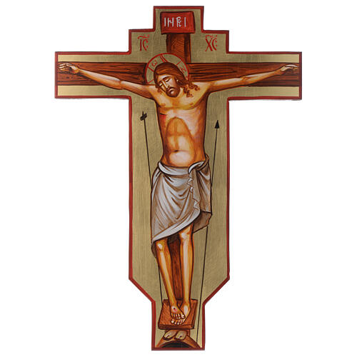 Krzyż ikona malowana ręcznie na drewnie 45x30 cm 1