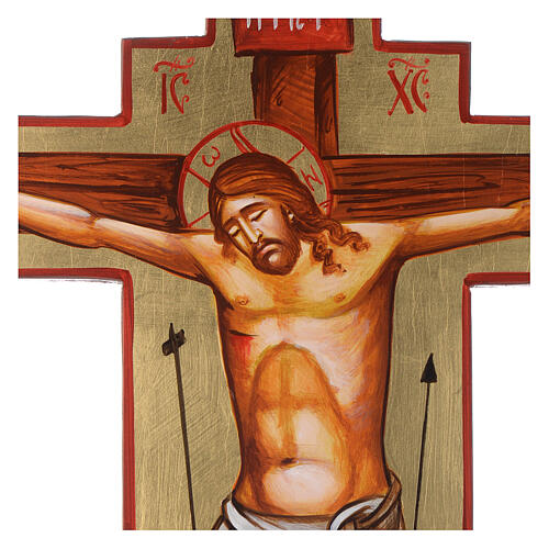 Krzyż ikona malowana ręcznie na drewnie 45x30 cm 2