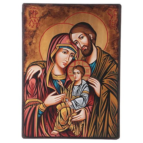 Ícone Sagrada Família pintado à mão 45x30 cm 3