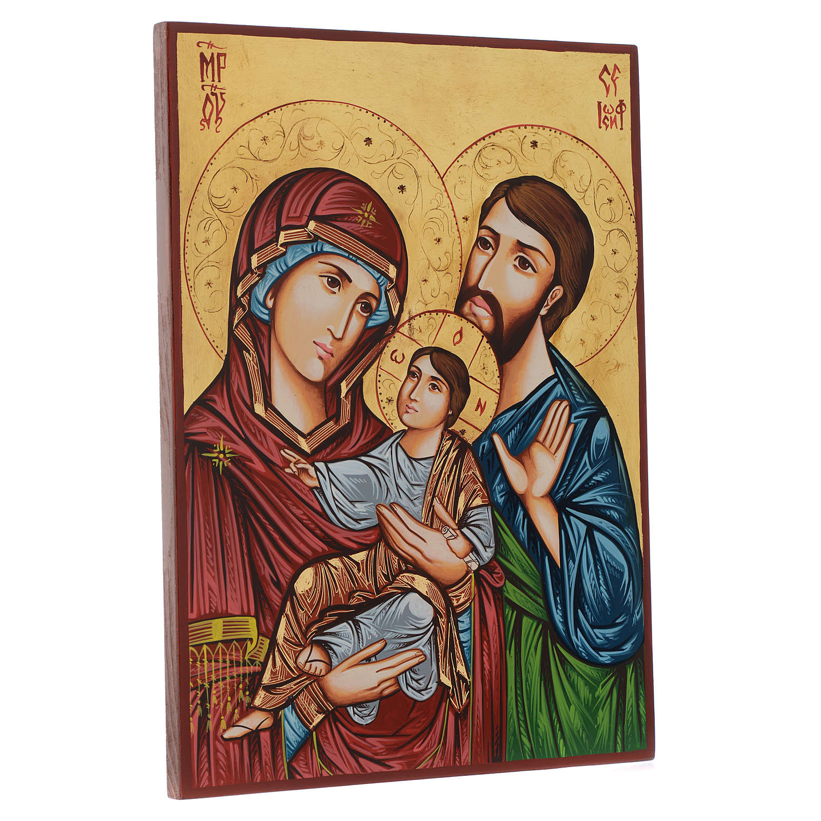 FADEDA Statuina Sacra Famiglia In Noce Per Presepe - Altezza 5 Cm - Ghisa Effetto Legno Dipinta A Mano - Accessorio Decorativo Natalizio