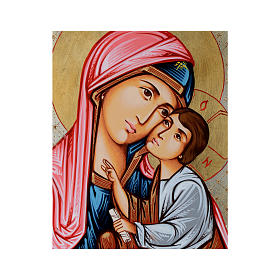 Icono Rumanía pintado Virgen Odigitria con niño 40x30 cm