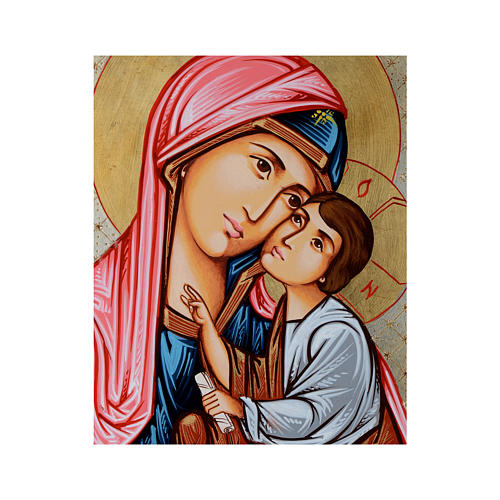 Icono Rumanía pintado Virgen Odigitria con niño 40x30 cm 2