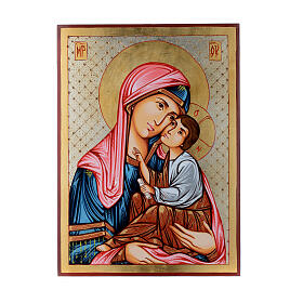 Ikona rumuńska malowana Dziewica Hodegetria z Dzieciątkiem, 40x30 cm