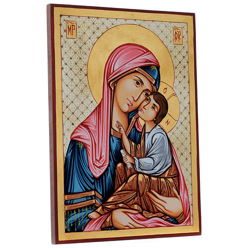 Ikona rumuńska malowana Dziewica Hodegetria z Dzieciątkiem, 40x30 cm 3