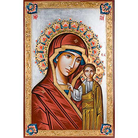 Ícono Virgen de Kazan pintado a mano 40x60 cm