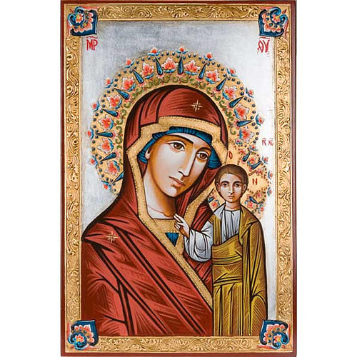 Ícono Virgen de Kazan pintado a mano 40x60 cm 1
