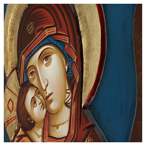Ikone Gottesmutter von Wladimir, himmelblauer Hintergrund 5