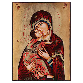 Ikone Gottesmutter von Wladimir, roter Mantel, 40x30 cm