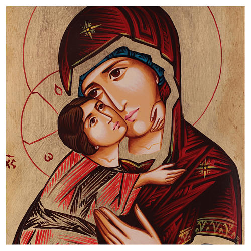 Ikone Gottesmutter von Wladimir, roter Mantel, 40x30 cm 2