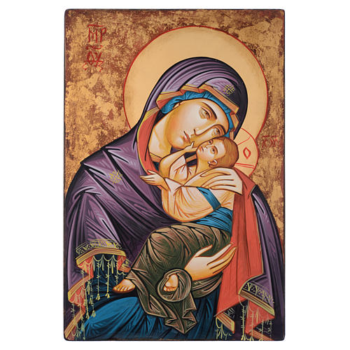 Rumänische Ikone Gottesmutter mit Kind, Glykophilousa, handgemalt, 60x40 cm 1