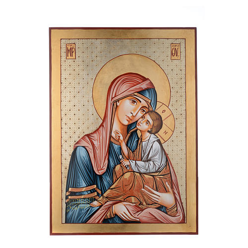 Icona Romania Vergine Odigitria decori 70x50 cm dipinta 1