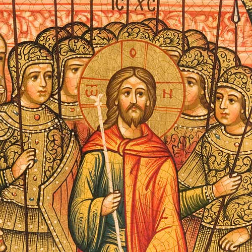 Ikona prawosławna 'Upokorzenie Jezusa' Rosja malowana 2