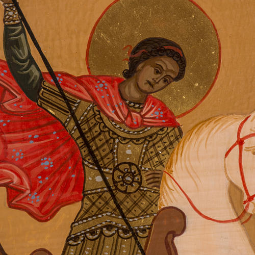 Ikona rosyjska Święty Jerzy malowana 30x25 cm 2