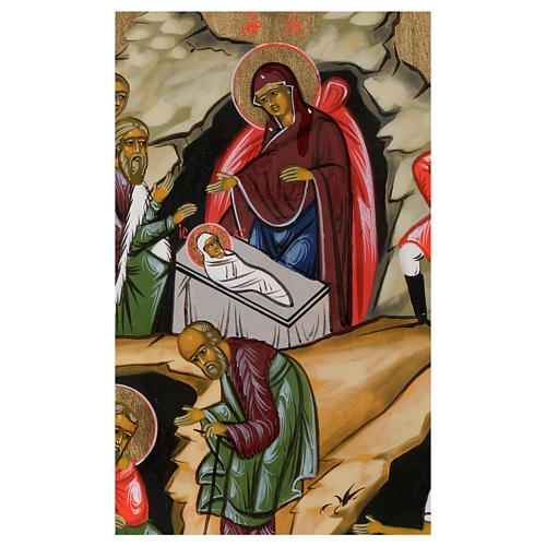 Handgemalte russische Ikone Geburt Jesus 19. Jh. 3