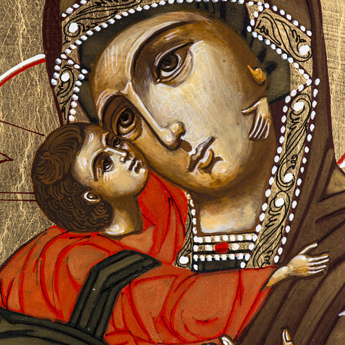 Ikona 'Madonna Włodzimierska' na starym drewnie XX wiek 2