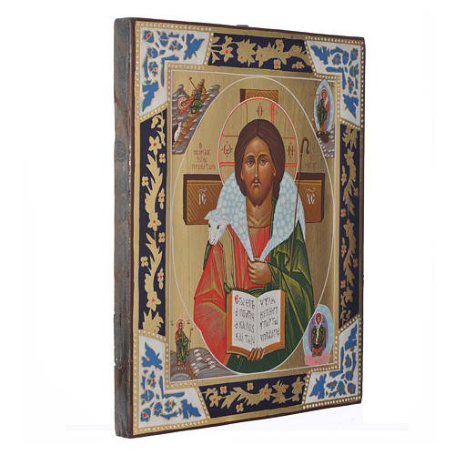 Icona russa Buon Pastore dipinta su tavola XIX sec. 2