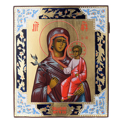 Icona "Madonna Fiore Che Non Appassisce" su tavola antica 1