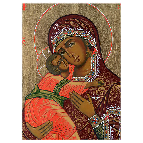 Icône Vierge de Vladimir sur planche ancienne 2