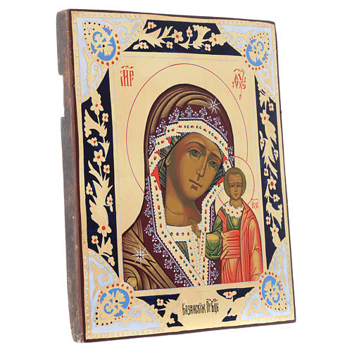 Russische Ikone, Muttergottes von Kazan, auf alten Bildträger aus XIX Jahrhundert 3