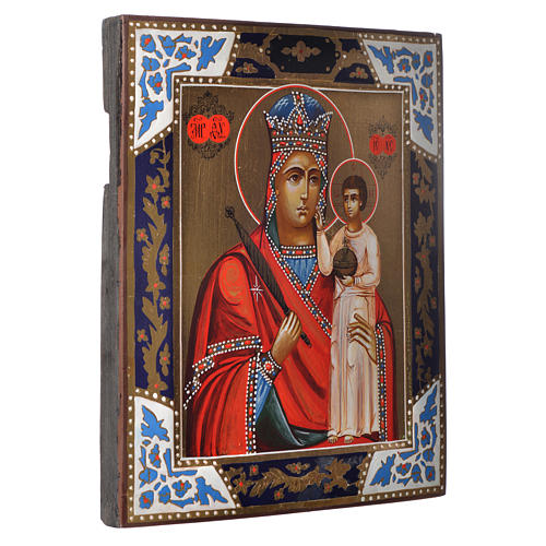 Icône russe Mère de Dieu de l'Humilité sur planche ancienne 2