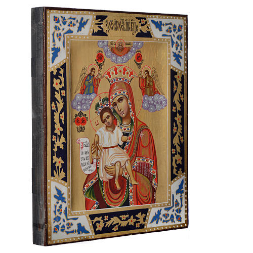 Icône russe Mère de Dieu "Il est digne" sur planche XIX siècle 2