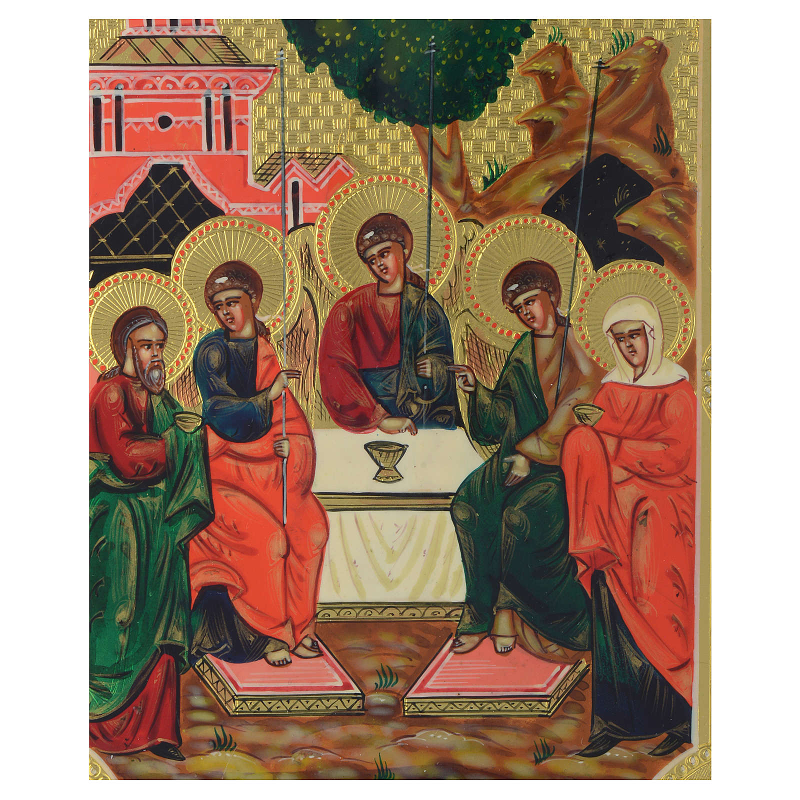 Tenture Murale Icône Sainte Trinité – Tapisserie Religieuse, Coton, Made In Italy (neuve)