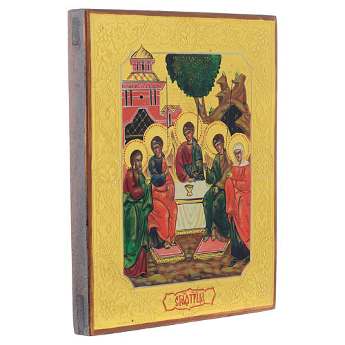 Holy Trinity antique icon, restored 24x18cm XX century 2