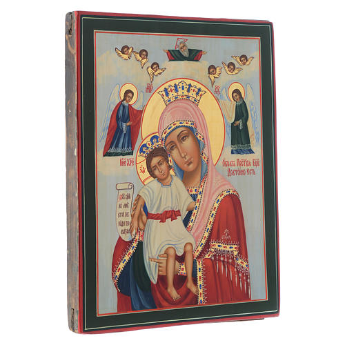 Russiche Ikone, Muttergottes Wahrhaft würdig, gemalt auf alten Bildträger 3