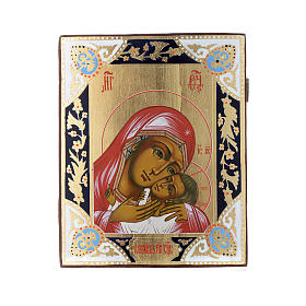 Russische Ikone, Gottesmutter von Korsun, gemalt auf alten Bildträger