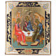 Russische Ikone, Heilige Dreifaltigkeit, gemalt auf alten Bildträger s1