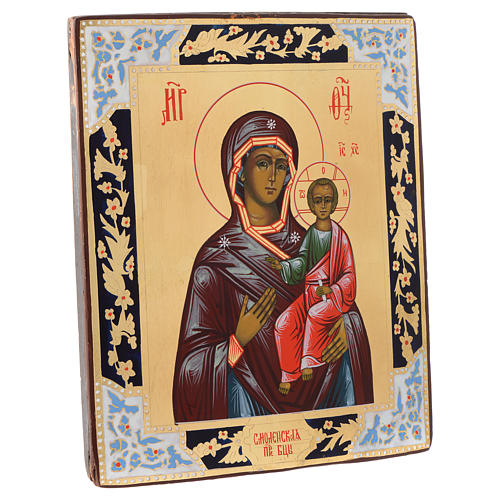 Russische Ikone, Gottesmutter von Smolensk, gemalt auf alten Bildträger 2