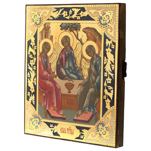The Trinity of Rublev ancient Russian icon Tzarist epoch re-painted 30x25 cm 3