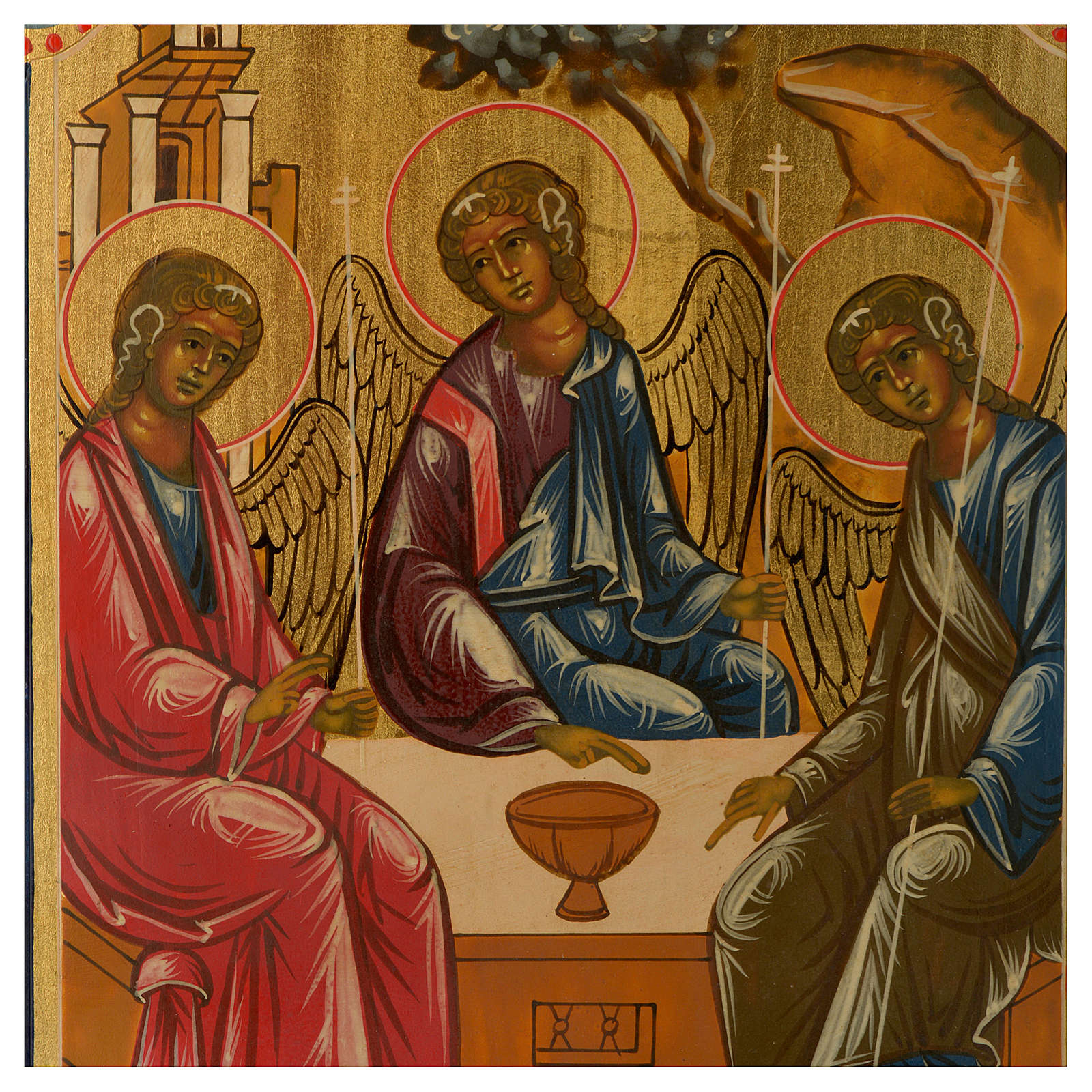Icône ancienne russe Trinité de Roublev 30x25 cm repeinte | vente en ...