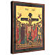 Ícone antigo repintado Cristo na cruz quadro século XIX Rússia 30x25 cm s3
