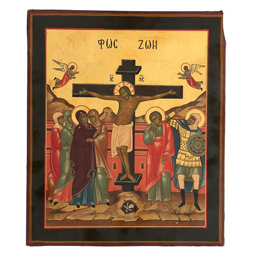 Icône Résurrection 12 fêtes feuille dorée Russie sur planche XX siècle 35x30 cm restaurée 6