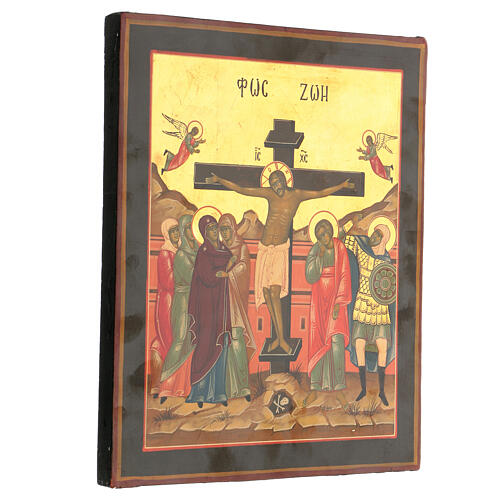 Icône Résurrection 12 fêtes feuille dorée Russie sur planche XX siècle 35x30 cm restaurée 8